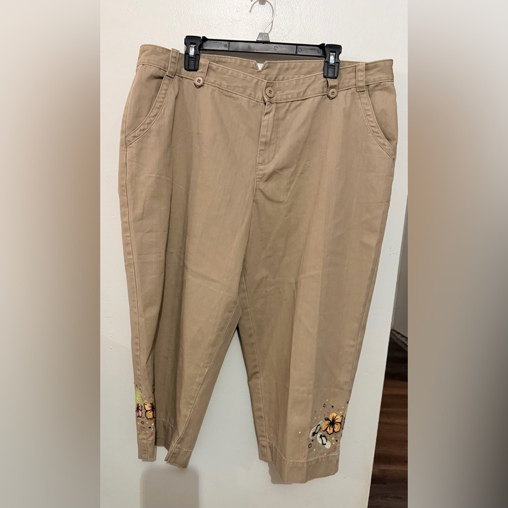 CJ Banks Women’s Khaki Chinos Embroidered